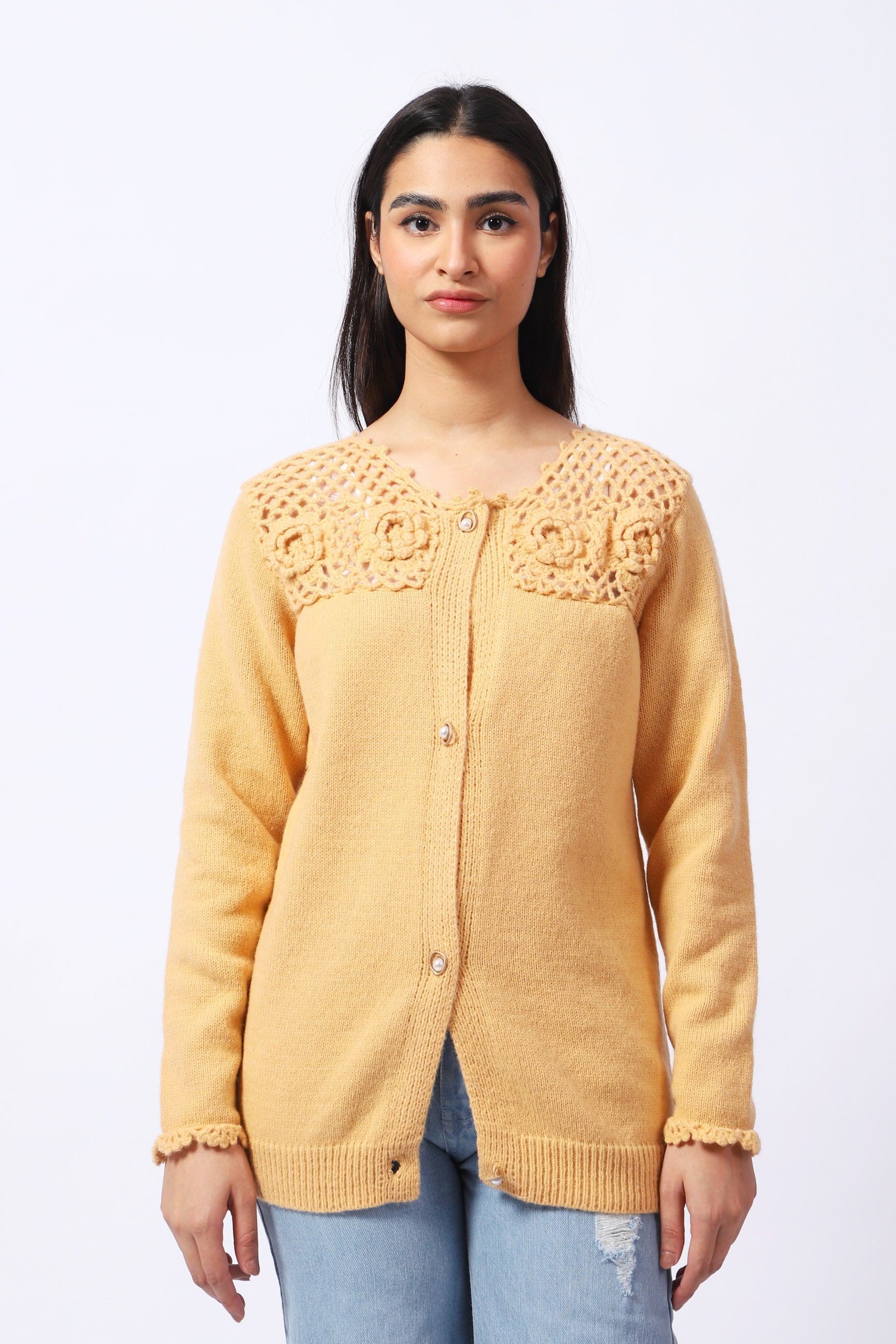 CROCHET YOKE CARDIGAN Breakout