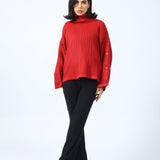HIGH NECK JUMPER WITH SLEEVE DETAIL