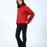 HIGH NECK JUMPER WITH SLEEVE DETAIL