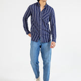 BUTTON DOWN TEXTURED STRIPE SHIRT