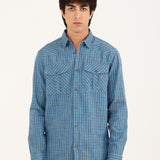 BUTTON DOWN TEXTURED CHECK SHIRT