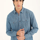 BUTTON DOWN TEXTURED CHECK SHIRT
