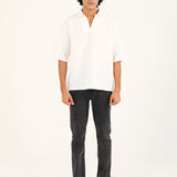 BAGGY FIT LINEN POLO SHIRT