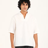BAGGY FIT LINEN POLO SHIRT