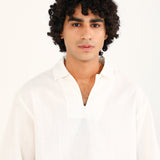 BAGGY FIT LINEN POLO SHIRT