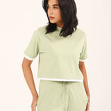 CROPPED T-SHIRT WITH CONTRAST DETAIL