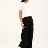 MEGA WIDE DENIM WITH STUDS DETAIL