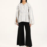CHECKERED TOP WITH ROUNDED HEM