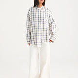 CHECKERED TOP WITH OVERLAPPED PLACKET