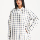 CHECKERED TOP WITH OVERLAPPED PLACKET