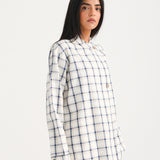 CHECKERED TOP WITH OVERLAPPED PLACKET