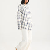 CHECKERED TOP WITH OVERLAPPED PLACKET