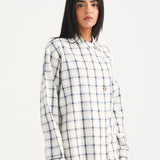 CHECKERED TOP WITH OVERLAPPED PLACKET