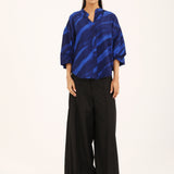 PRINTED TOP WITH BLOUSED SLEEVES