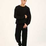 BOXY FIT HALF CARDIGAN KNIT SWEATER