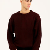 BOXY FIT HALF CARDIGAN KNIT SWEATER