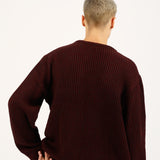 BOXY FIT HALF CARDIGAN KNIT SWEATER