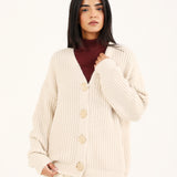 CASHMERE HANDFEEL CHUNKY KNIT CARDIGAN
