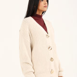 CASHMERE HANDFEEL CHUNKY KNIT CARDIGAN
