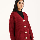 CASHMERE HANDFEEL CHUNKY KNIT CARDIGAN
