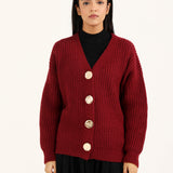 CASHMERE HANDFEEL CHUNKY KNIT CARDIGAN