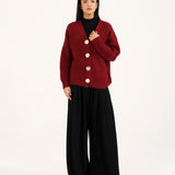 CASHMERE HANDFEEL CHUNKY KNIT CARDIGAN
