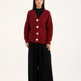 CASHMERE HANDFEEL CHUNKY KNIT CARDIGAN
