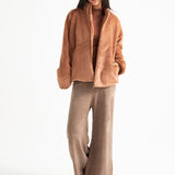 FUR JACKET WITH MOCK NECK