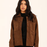 BUTTON DOWN SUEDE JACKET