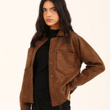 BUTTON DOWN SUEDE JACKET