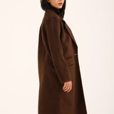 FAUX SUEDE COAT WITH SATIN TIPPING