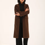 FAUX SUEDE COAT WITH SATIN TIPPING