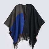 REVERSIBLE COLOUR BLOCK CAPE SHAWL