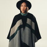 CAPE SHAWL WITH CONTRASTING DETAIL
