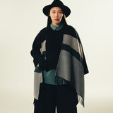 CAPE SHAWL WITH CONTRASTING DETAIL