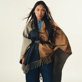 REVERSIBILE COLOUR BLOCK CAPE SHAWL