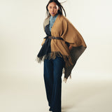 REVERSIBILE COLOUR BLOCK CAPE SHAWL