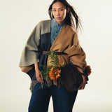 REVERSIBILE COLOUR BLOCK CAPE SHAWL