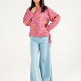PRINTED TOP WITH HEM DETAIL TOP