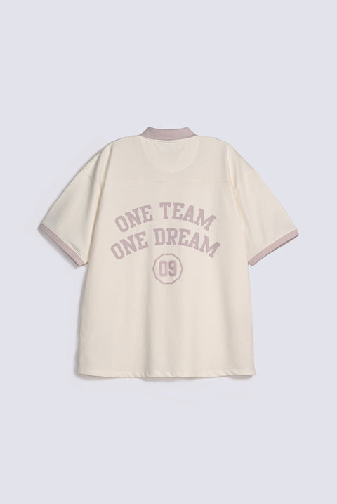 BAGGY FIT CONTRAST COLLAR GRAPHIC POLO