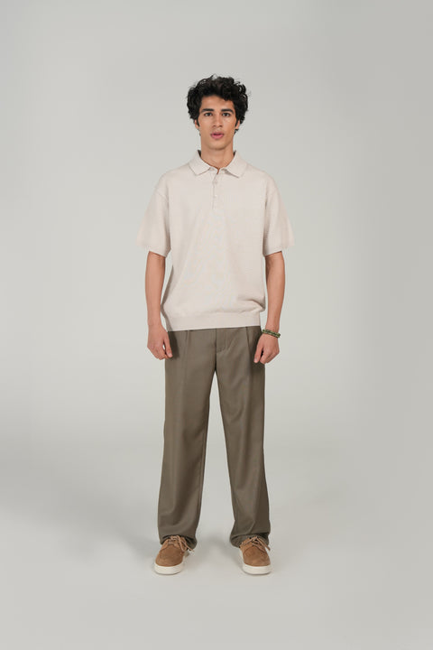 RELAXED FIT TEXTURED KNITTED POLO