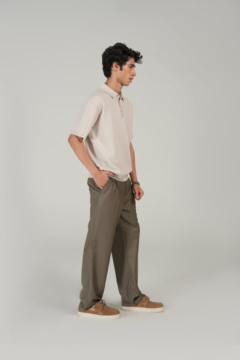 RELAXED FIT TEXTURED KNITTED POLO