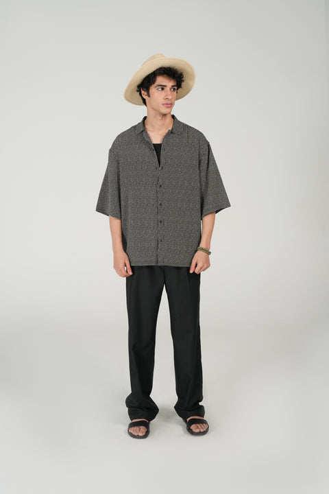 BAGGY FIT TEXTURED STRIPED SHIRT