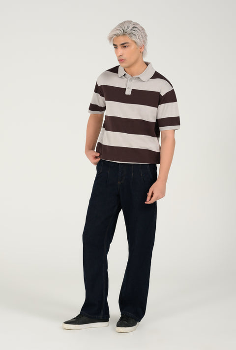 KNITTED STRIPED POLO