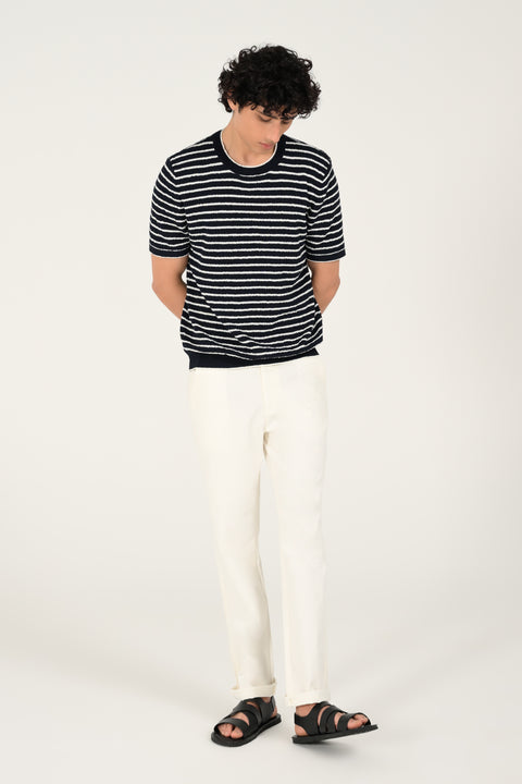 TEXTURED STRIPED KNITTED TEE