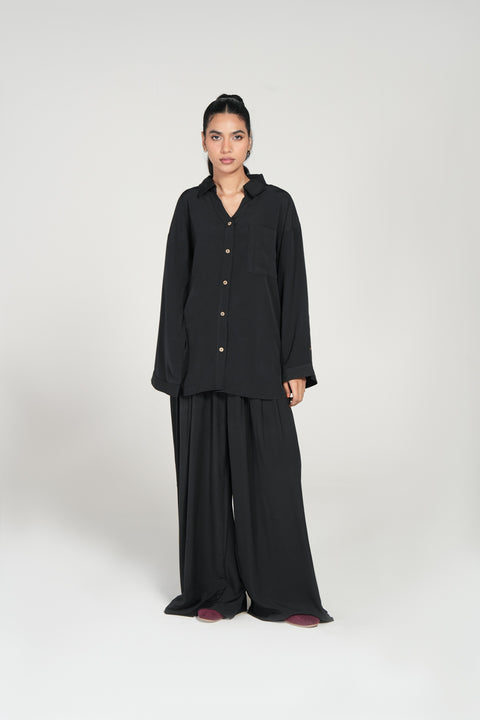 WIDE LEG PLEATED PANTS