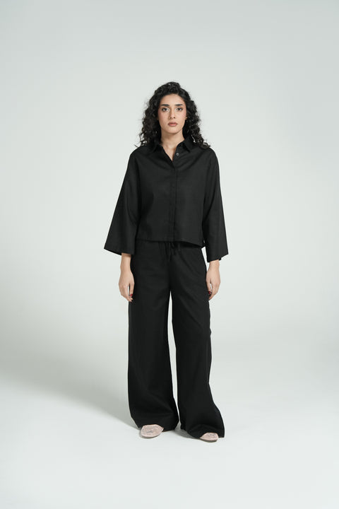 CROPPED BUTTON DOWN TOP