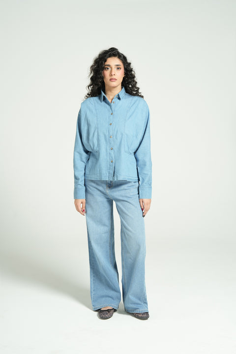 PLEATED BUTTON DOWN TOP