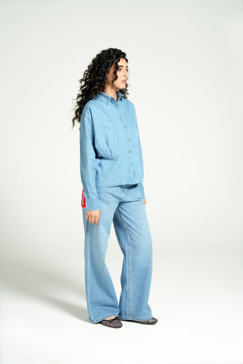 PLEATED BUTTON DOWN TOP