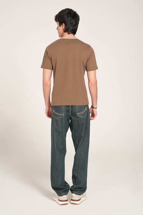 SLIM CROPPED CONTRAST RIB TEE